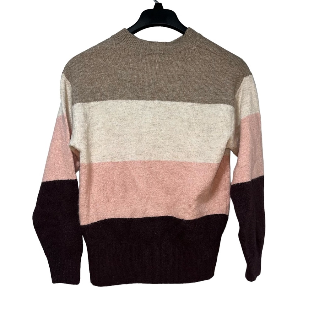 HM LOGG Colorblock Striped Wool‎ Blend Crewneck Sweater Pink BrownSmall #201